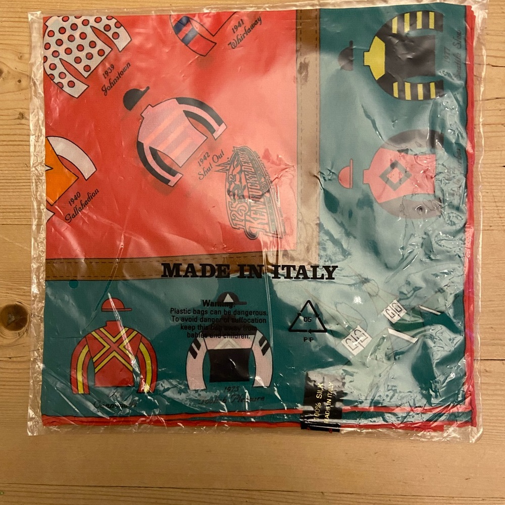 Silk scarf designed by Candace Sturgill. Multi-colored (red,green)